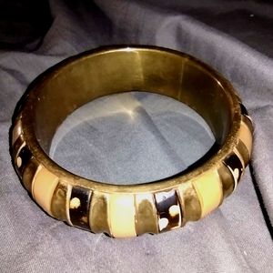 Beautiful BoHo style brass/resin bangle bracelet